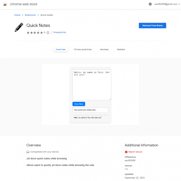 A chrome extension which allows you to quickly jot down notes while browsing the web.